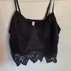 Black Lace Crop Top
